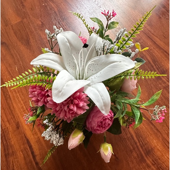floral arrangement - lily, peonies, tulips, fern, freesia, handmade - Picture 13 of 13